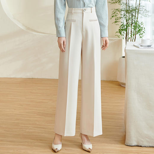 剩S/XL/XXL 米思阳2026春季新款百搭时尚纯色休闲裤高腰直筒长裤女0073 商品图1