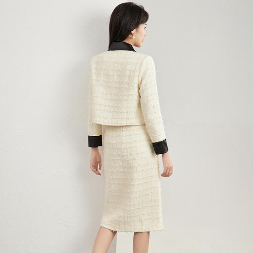高级感小香风套装，名媛翻领撞色短外套+直筒半裙两件套WLZD-2323302 商品图1