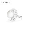 GAONAS  白玉映沙国风新潮优雅白色戒指10256JW 商品缩略图2