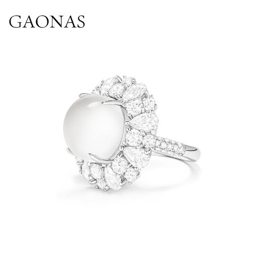 GAONAS  白玉映沙国风新潮优雅白色戒指10256JW 商品图2
