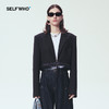 Self Who黑色卷边短西装外套女2024春季新款小众设计感小个子上衣 商品缩略图0