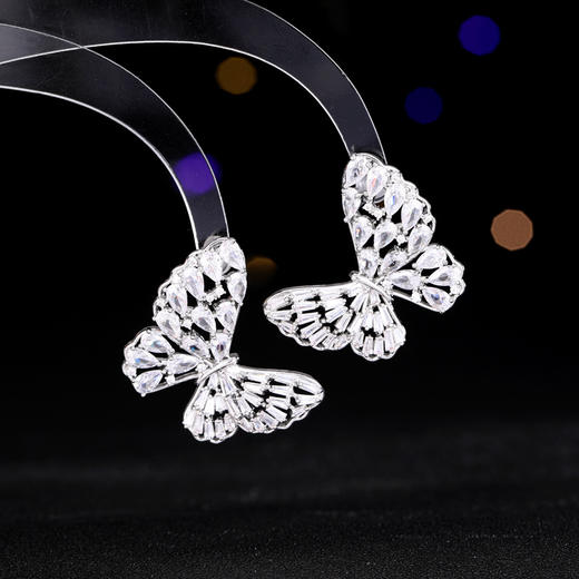 LY 006锆石镶嵌高级感耳饰时尚比翼双飞蝴蝶耳钉 商品图1