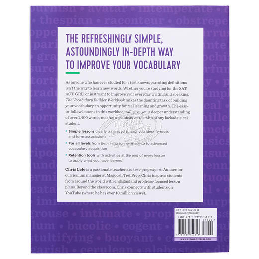 【中商原版】英语词汇生成器练习册：自学超过 1400 个必须知道的单词的简单课程和活动 The Vocabulary Builder Workbook 商品图1