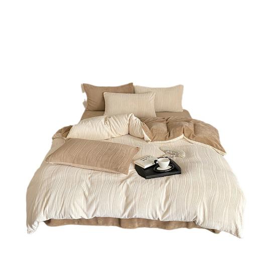 高级感侘寂风牛奶绒立体提花四件套冬季加厚双面绒被套床单床品 心选到家 商品图4