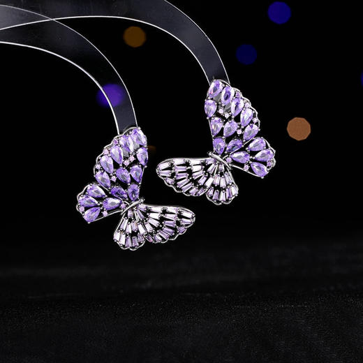 LY 006锆石镶嵌高级感耳饰时尚比翼双飞蝴蝶耳钉 商品图2