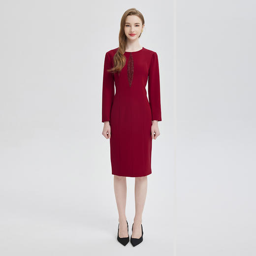 PE843斯尔丽2024新款欧式钉珠钻收腰礼服宴会连衣裙 商品图3