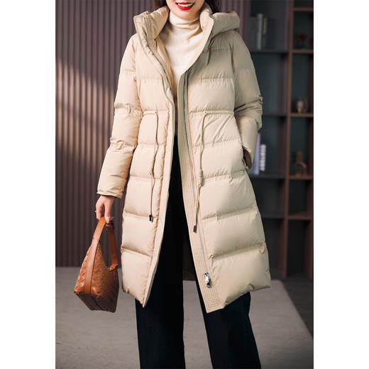 原形90白鹅绒连帽气质羽绒服女2023冬季新款收腰修身加厚保暖外套 商品图0