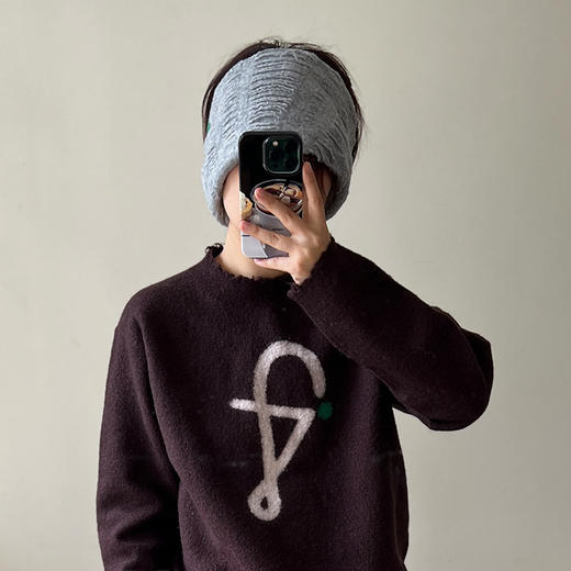 Azure Pepper强缩绒羊毛手工剪边双面提花脖套 商品图4