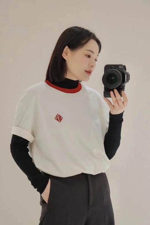 环保棉针织圆领短袖T恤 “福”字绣标 环保种植棉 质感垂坠 宽松版型 商品图3