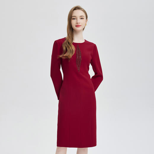 PE843斯尔丽2024新款欧式钉珠钻收腰礼服宴会连衣裙 商品图2