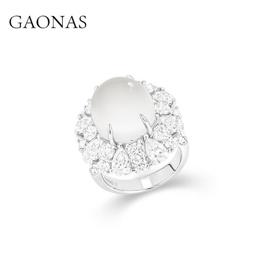 GAONAS  白玉映沙国风新潮优雅白色戒指10256JW 商品图1