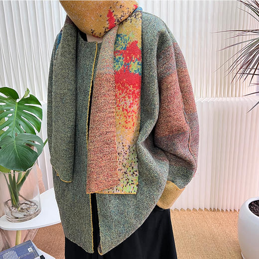 BNC×Azure Pepper冬季双面穿宽松彩色小众自制提花缩绒绵羊毛外套 商品图3