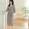 米思阳2026春季新款法式气质碎花茶歇连衣裙v领七分袖开叉裙子女0323 商品缩略图0