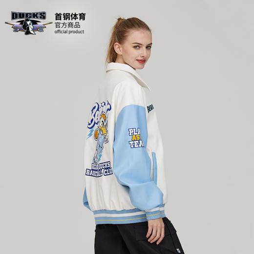 北京首钢篮球俱乐部官方商品 | 霹雳鸭蓝白棒球外套刺绣百搭潮流 商品图4
