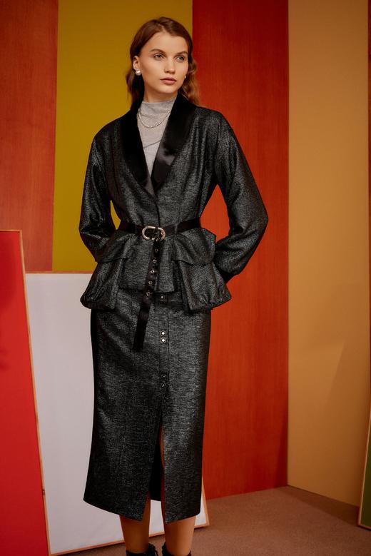 SAFICOO【焕变】系列 优雅知性 银丝提花自带收腰式外套 商品图1