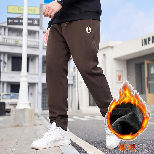 【圈】【新款DMH】大依优型大码休闲加绒裤收脚口刺绣加肥加大男卫裤简约百搭潮款胖子 商品图5