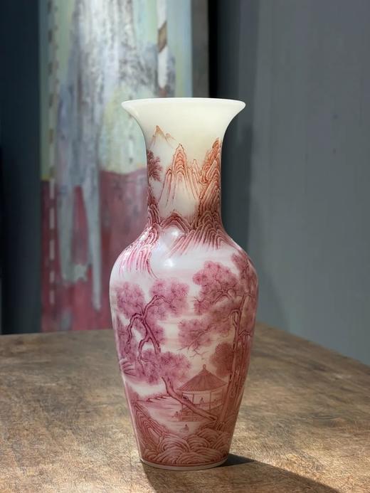 胭脂红珐琅彩绘高仕春游图赏瓶，顺丰包邮 商品图2