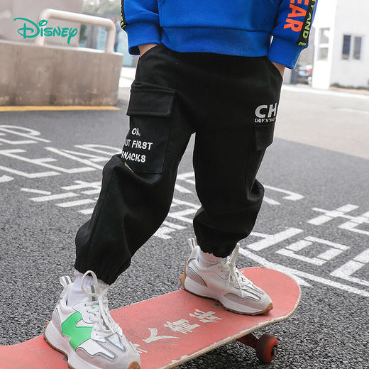 【商城同款】迪士尼童装男童大口袋工装裤休闲长裤2024春秋新款中大童帅气裤子223DK0361 商品图3