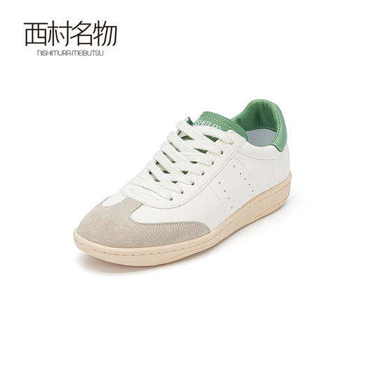西村名物2024春季新品经典真皮时尚休闲鞋撞色舒适平底鞋女X24AM11421 商品图1