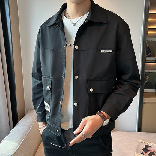 【新款DX】大依优型大码翻领外套衬衫夹克时尚雷萨加肥加大休闲胖子宽松外套上衣男装潮流 商品图2