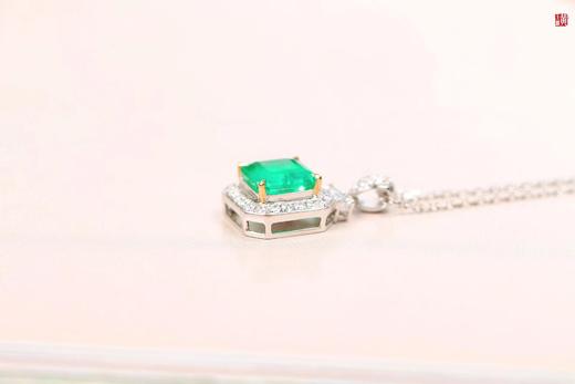 【绿筠】18k金镶祖母绿吊坠 商品图2