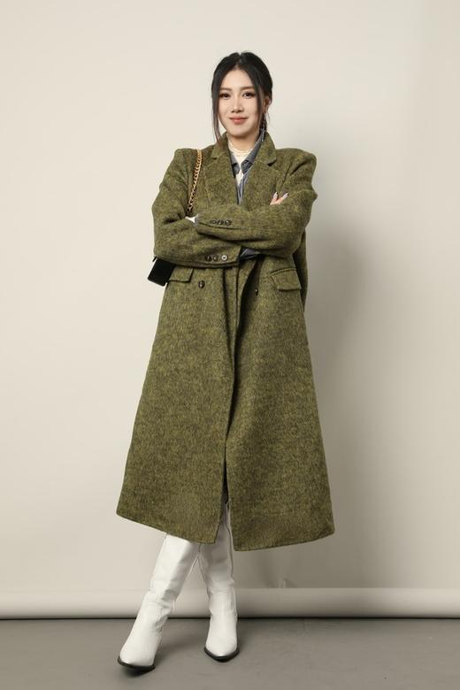 ESTELLICA 橄榄绿色宽松羊绒大衣外套 17395 商品图2