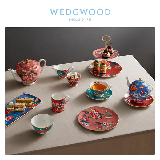 【WEDGWOOD】威基伍德嫣红牡丹蓝色骨瓷三明治点心盘欧式长方形早餐盘 商品图2