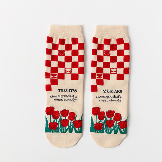龙年新年红袜子【节日鸿运袜 郁金香气质 复古风】女士中筒袜 原创设计款 商品图7