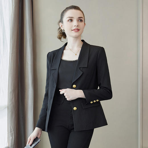 奢姿2024年春装新款大码女装单排扣时尚西装胖妹妹翻驳领气质外套9941370014 商品图1
