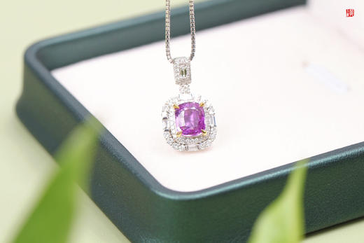 【娴雅】18k金镶帕帕拉恰蓝宝石吊坠 商品图3