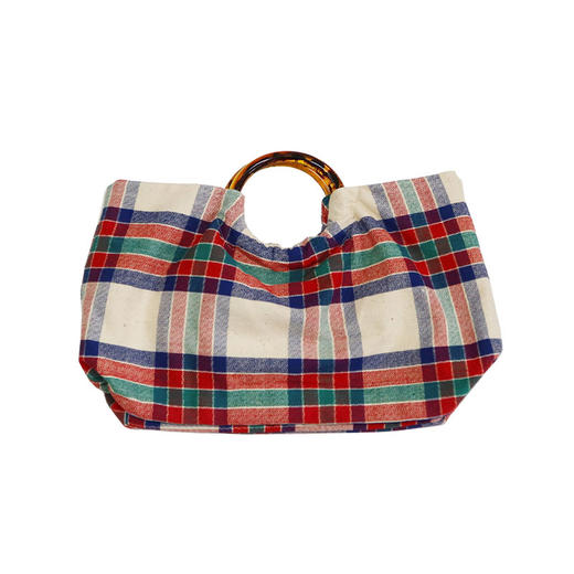 HUJI祤集Noble手提包老布TISSAGE格纹手织布 商品图5