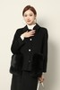 ELLA JADE 黑色翻领动物毛口袋大衣 17780 商品缩略图0