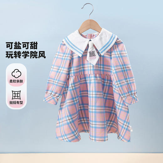 【商城同款】迪士尼格子学院风长袖连衣裙231DQ0208 商品图3