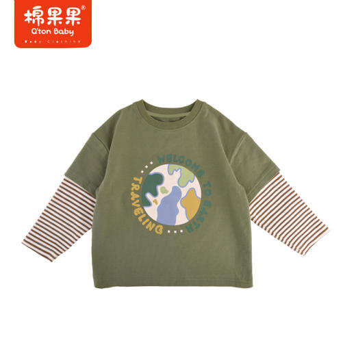 棉果果专柜同款春季新品男童纯棉假两件长袖T恤M112140224058 商品图2