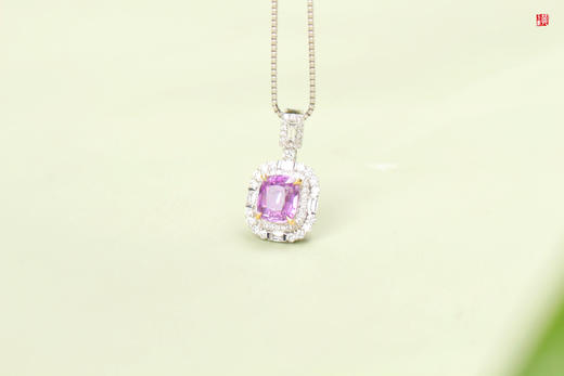 【娴雅】18k金镶帕帕拉恰蓝宝石吊坠 商品图0