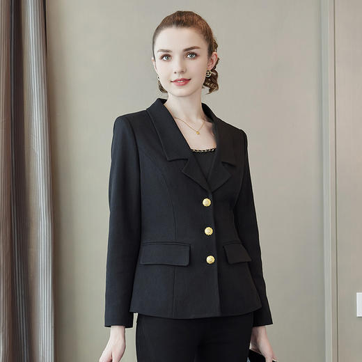 奢姿2024年春装新款大码女装单排扣时尚西装胖妹妹翻驳领气质外套9941370014 商品图0