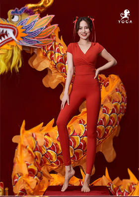 壁虎瑜伽【2312TZ269】修腰V领短袖（可拆卸胸垫）（七十二小时发货）