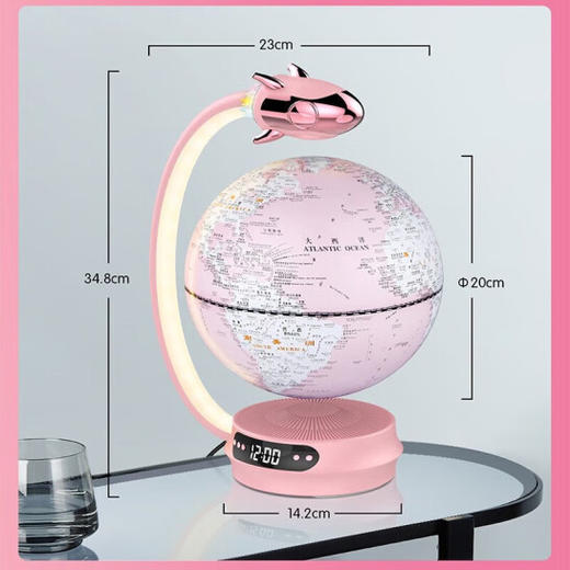 小火箭 磁悬浮 AR地球仪 马卡龙配色 自转 可做蓝牙音响数字时钟 学生礼物【AR+AI+闹钟+灯光】 商品图5