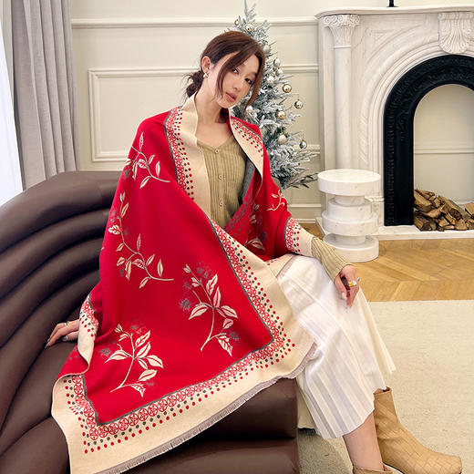 福利款~雀说网红同款空调房围巾办公室午睡毯子仿羊绒流苏毛毯保暖披肩AL 2318 商品图12