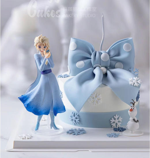 冰雪奇缘蝴蝶结女孩周岁生日蛋糕 商品图0