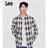 Lee商场同款24早春新品舒适版本白色格纹翻领男长袖衬衫休闲潮 商品缩略图0
