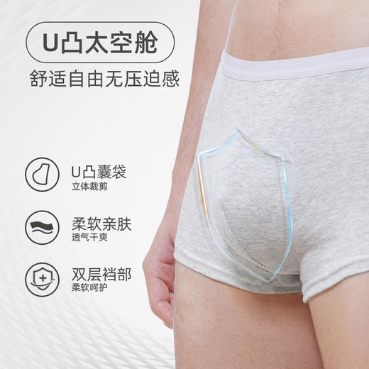 洁丽雅一次性内裤7条日抛男士纯棉灭菌旅行大码短裤平角灰色商务 商品图3