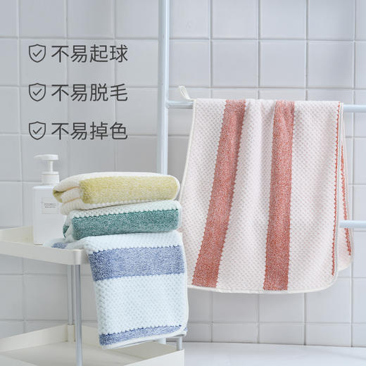 洁丽雅新款加大毛巾非纯棉菠萝格双拼加厚条纹家用男女透气 商品图3