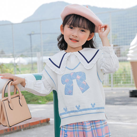 【商城同款】迪士尼女童新款春夏学院风米妮针织马甲231DS0874 商品图3