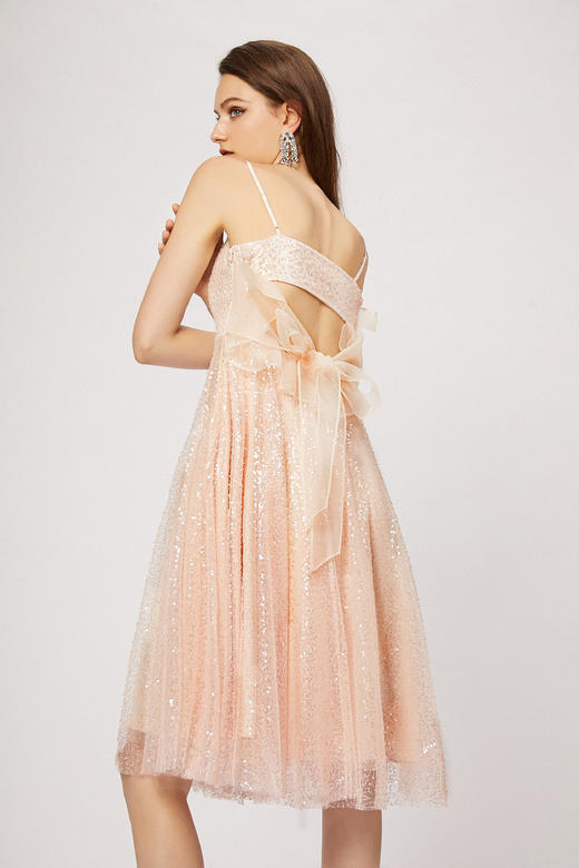 人鱼姬流光亮片露背网纱吊带裙 商品图2