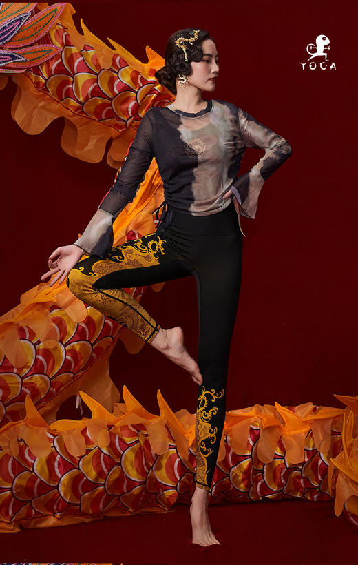 壁虎瑜伽【2312SY284】扎染网纱高弹长袖【5天发货】 商品图2