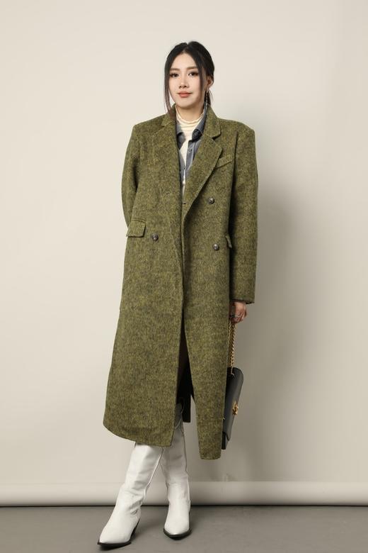 ESTELLICA 橄榄绿色宽松羊绒大衣外套 17395 商品图1