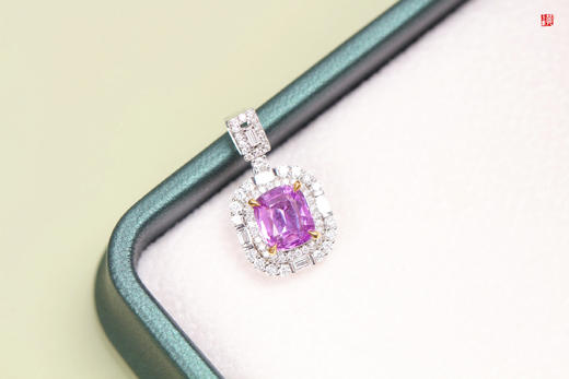 【娴雅】18k金镶帕帕拉恰蓝宝石吊坠 商品图1