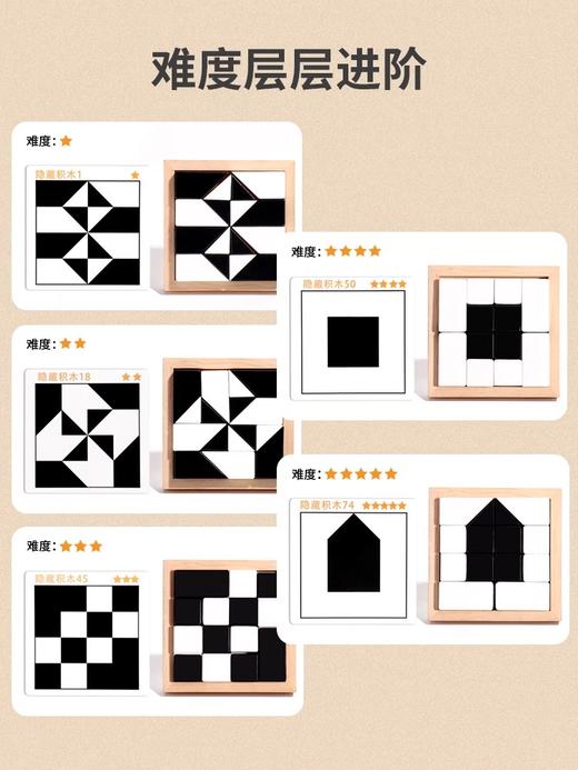【大号木质 80关卡 考验孩子空间想像能力】益智隐藏积木拼图玩具培养儿童空间思维想象能力亲子互动桌面游戏 商品图3