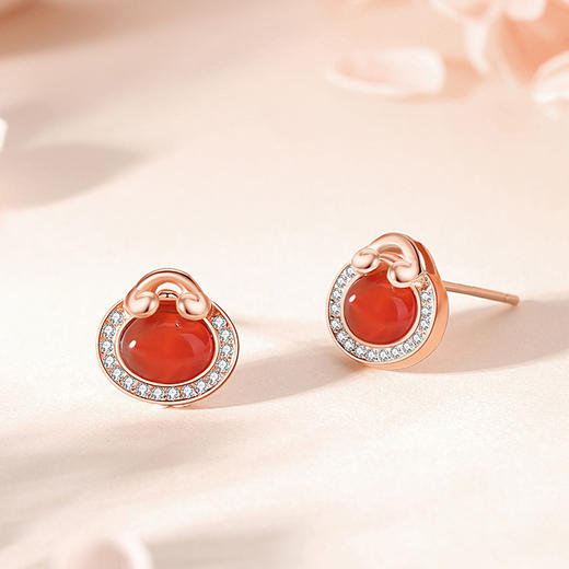 原创如意锁【福袋项链女 纯银复古中国风 】福字吊坠 玫瑰金 红玛瑙 锁骨链 商品图8